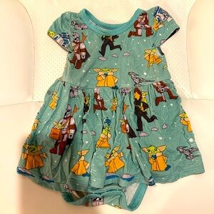 Star Wars Grogu & Friends Shirt Sleeve Twirl Dress w/ Bodysuit Size 6-12m